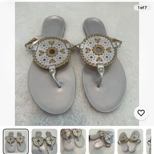 Jack Rogers Georgia Jelly Thong Sandals Silver and Gold Sandals